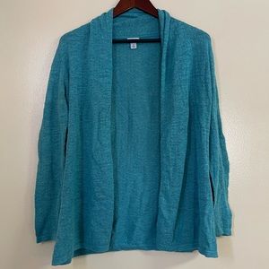 LL Bean Size S Reg Open Cardigan Sweater Womens Top Cotton Light Turquoise
